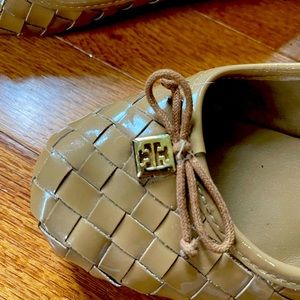 Tory Burch Basket Weave Leather Flat